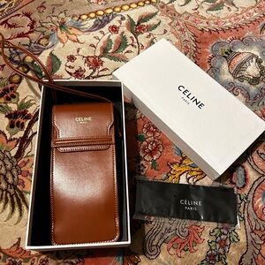 Celine Brown Leather Sunglasses Pouch New With Box